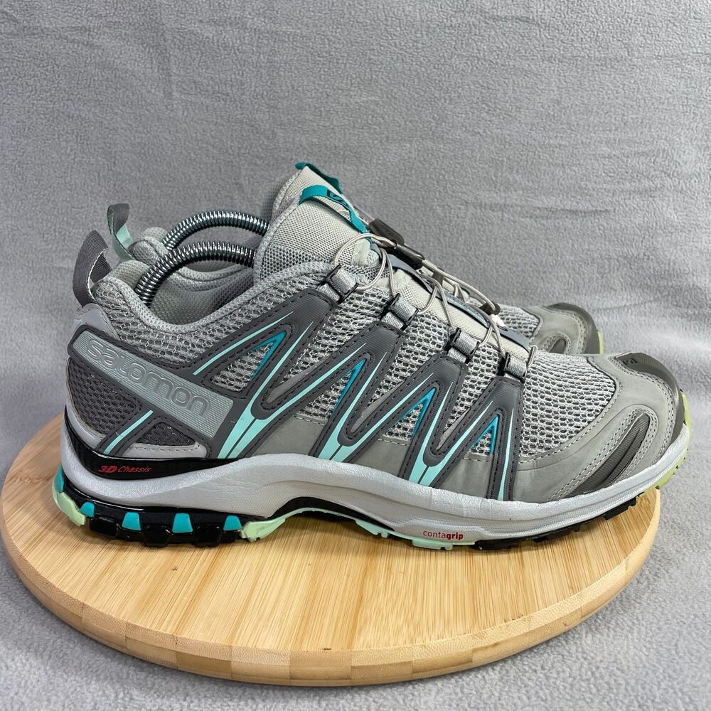 Salomon Shoes Womens US 10.5 Gray Teal XA Pro 3D Running Hiking Synthetic 393291